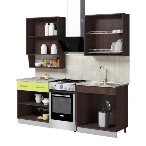 Кухонный Гарнитур София 3, 1600 мм, цвет Венге/Лайм