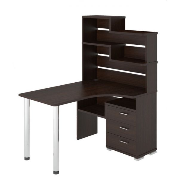 Стол СР-132, угол правый с надстройкой, 1300 ? 1010 ? 1640 мм, цвет белый жемчуг