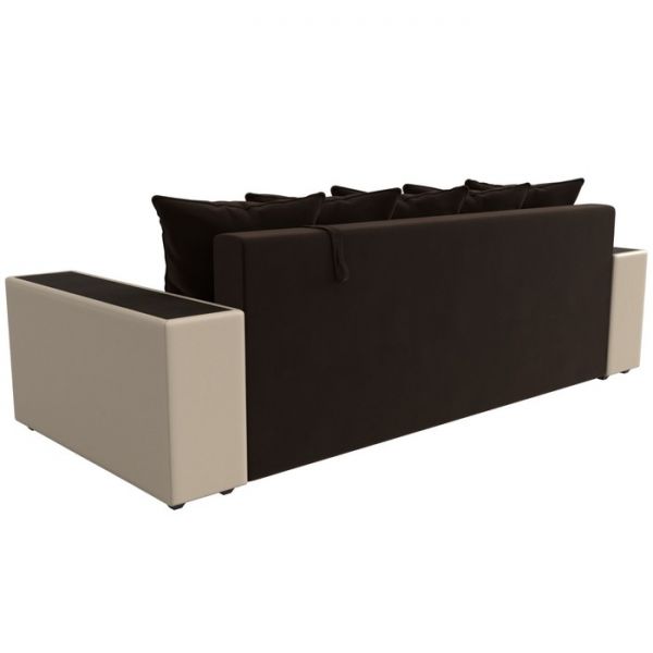 Диван прямой «Дубай», механизм еврокнижка, цвет серая рогожка / чёрная экокожа