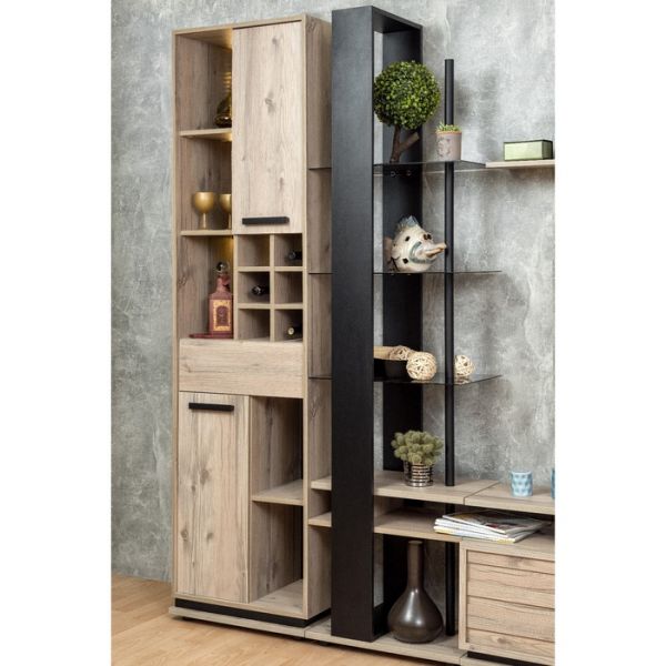 Стеллаж Nature 25, 556 ? 397 ? 2116 мм, цвет гаскон пайн / чёрный