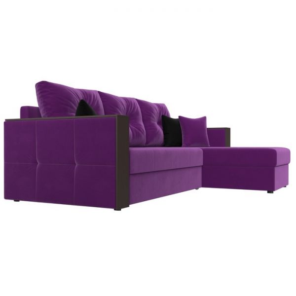Угловой диван «Валенсия», механизм дельфин, микровельвет, цвет фиолетовый