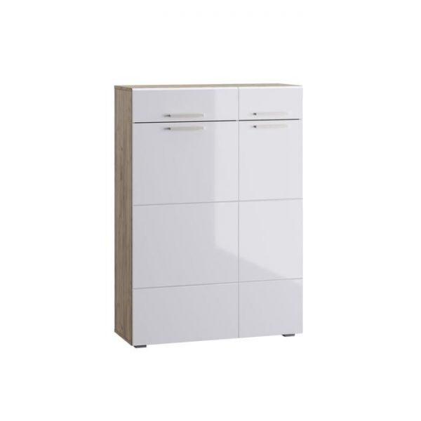 Комод Лайн 13.121, 900х350х1292, Дуб серый Крафт/Белый глянец