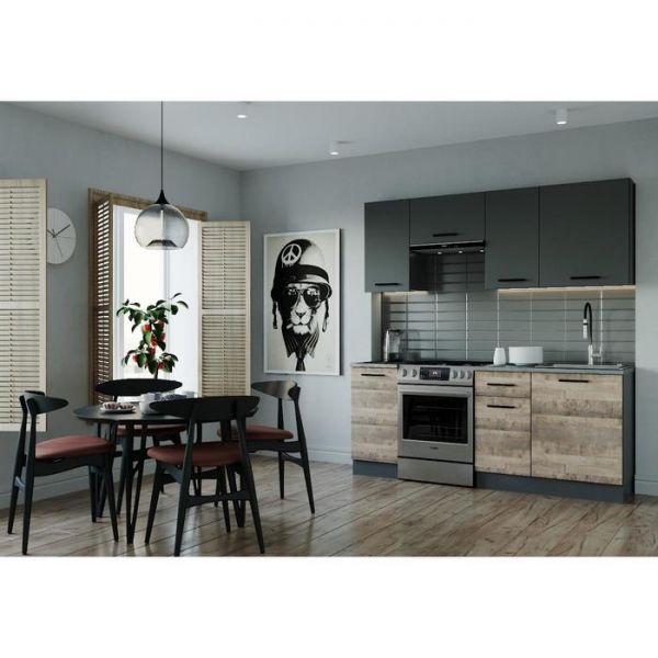 Кухня Гранж 2032х600 Антрацит/Детройт/Гранж,Антрацит