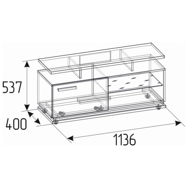 Тумба ТВ малая Nature 333, 1136 ? 400 ? 537 мм, цвет гаскон пайн / чёрный
