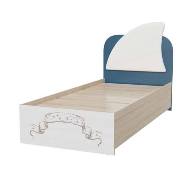 Кровать односпальная Бриз 840х2035х1100 Дуб ривьера/Рамух белый/Синий Бриз