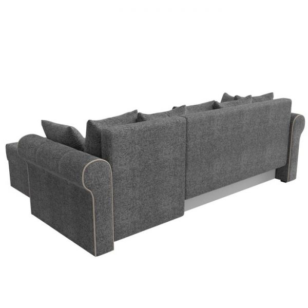 Угловой диван «Рейн», механизм еврокнижка, угол правый, рогожка, цвет серый / кант бежевый