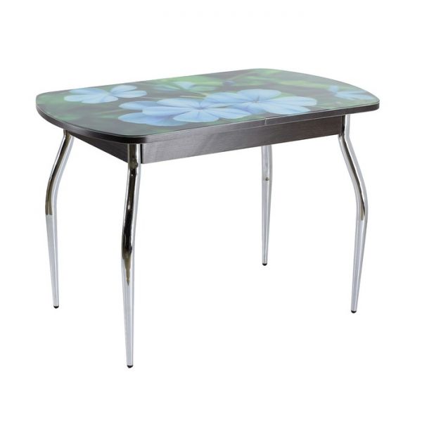 Стол раздвижной с фотопечатью Нилс, 1200(1520)х800х760, Венге/Дерево/Хром фигурные