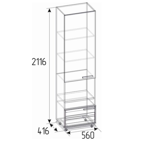 Шкаф Nature 1, 560 ? 416 ? 2116 мм, цвет гаскон пайн / чёрный