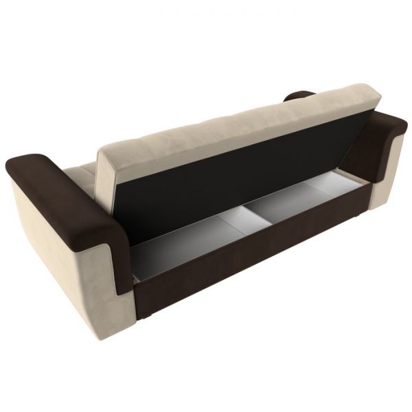 Прямой диван «Эллиот», механизм книжка, микровельвет, цвет бежевый / коричневый