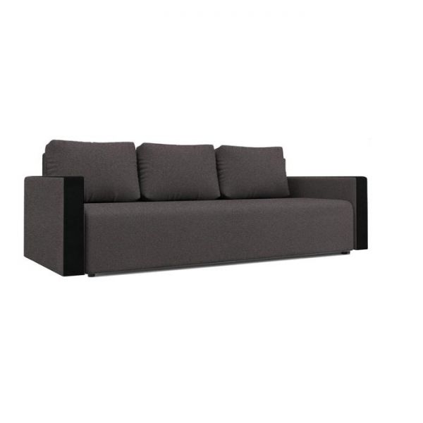 Диван «Алиса 4», еврокнижка, бельевой ящик, ткань рогожка, цвет bahama ash/теоs dark brown