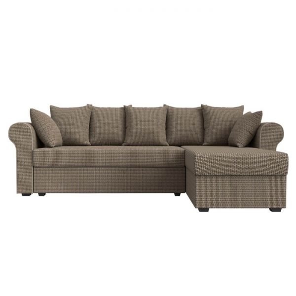 Угловой диван «Рейн», механизм еврокнижка, угол правый, рогожка, корфу 03 / кант бежевый