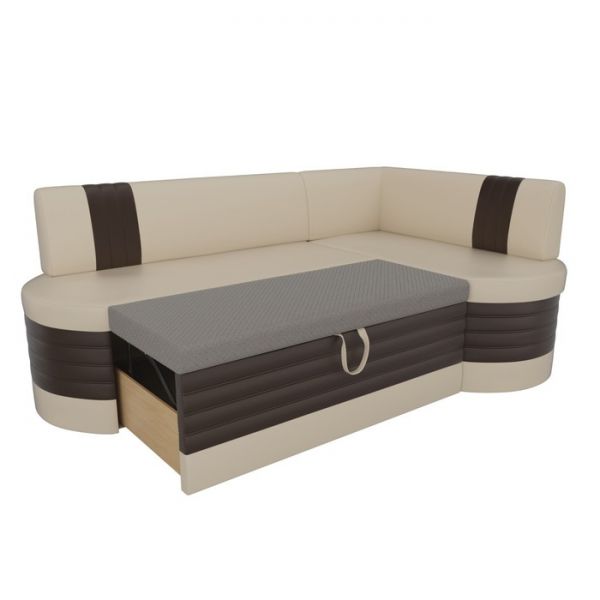 Кухонный угловой диван «Токио», механизм дельфин, экокожа, цвет чёрный / белый