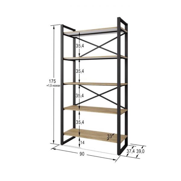 Стеллаж «Хардвиг L», 900 ? 390 ? 1765 мм, цвет белый