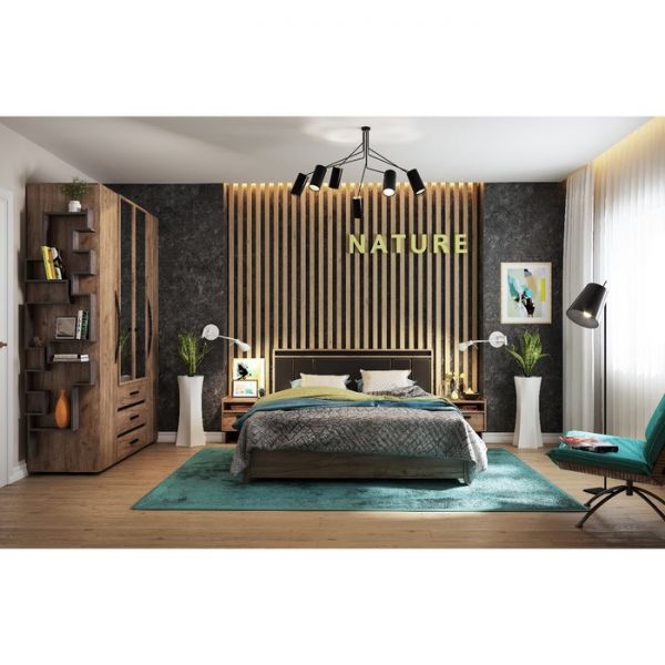 Шкаф для одежды и белья Nature 555, 1600 ? 595 ? 2300 мм, цвет гаскон пайн / чёрный