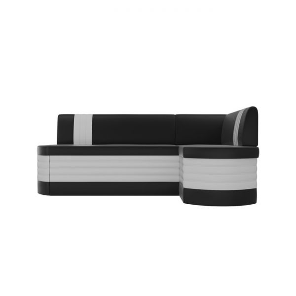 Кухонный угловой диван «Токио», механизм дельфин, экокожа, цвет чёрный / белый