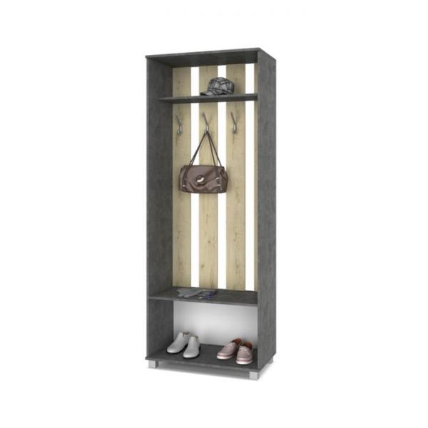 Прихожая Карина К73 800x420x2100 4 крючка Камень темный/дуб ирландский