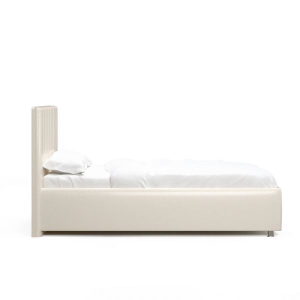 Кровать «Алькасар» без ПМ, 140 ? 200 см, встроенное основание, экокожа, цвет бежевый