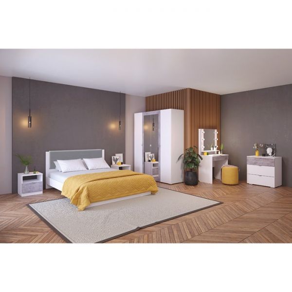 Прикроватная тумба «Акцент №13», 420 ? 423 ? 455 мм, цвет белый / цемент светлый