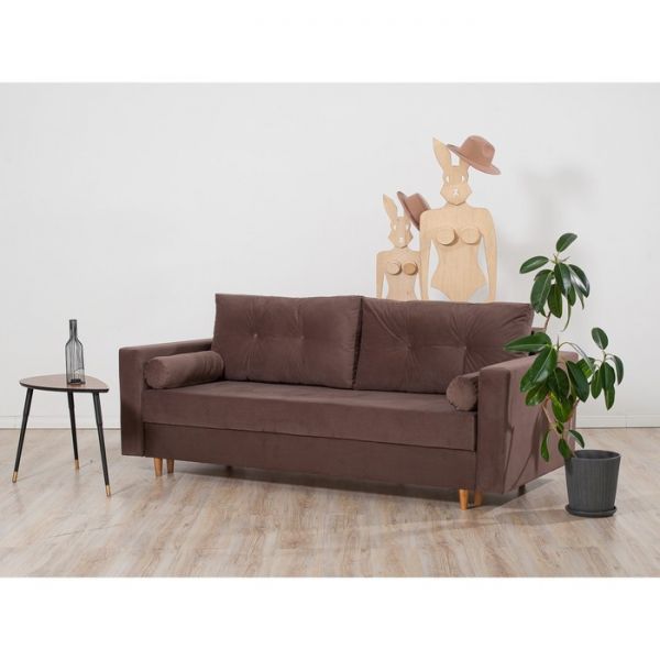 Прямой диван «Киото», механизм еврокнижка, велюр, цвет серый