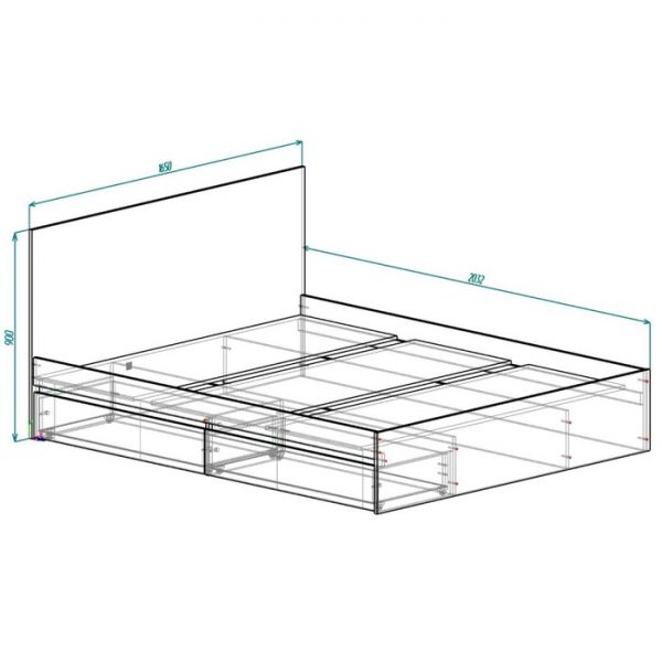 Кровать 1600 с ящиками и основанием Бетти, с/м 1600х2000, Черный