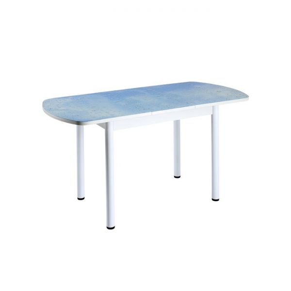 Стол раздвижной с фотопечатью Дэли, 1400(1800)х900х760, Белое/Капли/Крашеные прямые