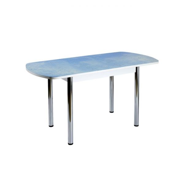 Стол раздвижной с фотопечатью Стин, 1100(1420)x700x760, Белое/Капли/Хром прямые