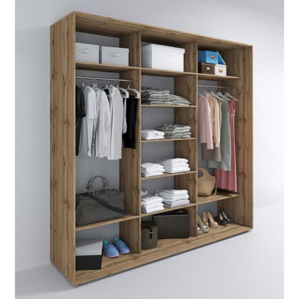 Шкаф-купе «Сим ДЗ», 1500 ? 600 ? 2310 мм, ЛДСП, зеркало, цвет дуб крафт