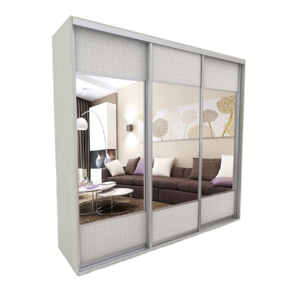 Шкаф-купе «Акцент-Дуэт», 1500 ? 600 ? 2310 мм, экокожа «Версаль светлый» выбеленное дерево