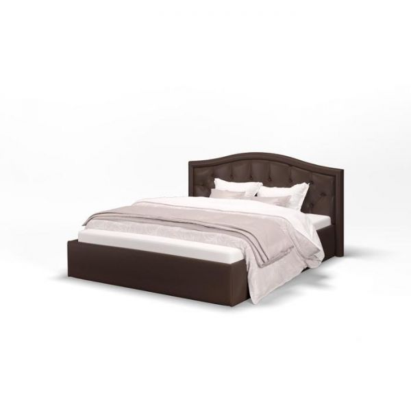 Кровать Стелла 2000х1600 с орт. основанием кож/зам коричневый