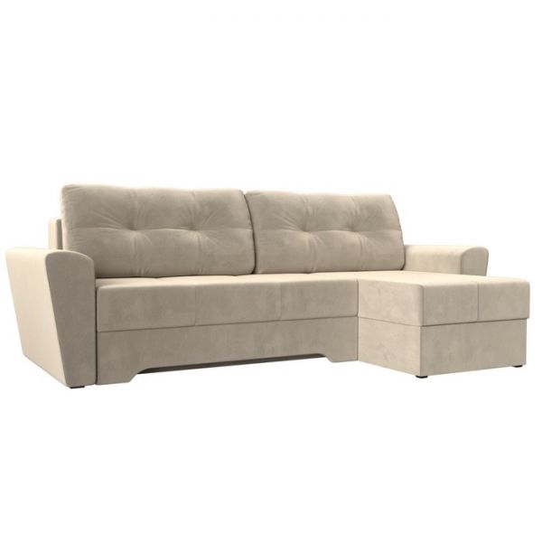 Угловой диван «Амстердам», механизм еврокнижка, микровельвет, цвет бежевый