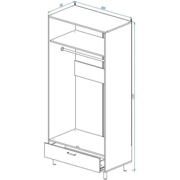Шкаф с ящиком ЛОФТ ШР 2/1  1000х550х2120  Дуб Бунратти/ Малави