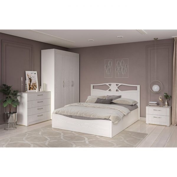 Кровать двуспальная с основанием Неаполь 11.10, 1700х2040х1103, Минадаль/ Африканское Лапачо какао