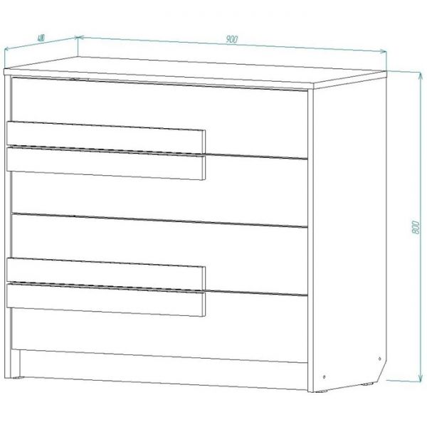 Комод К-9 800х900х400 Дуб выбеленный/Венге