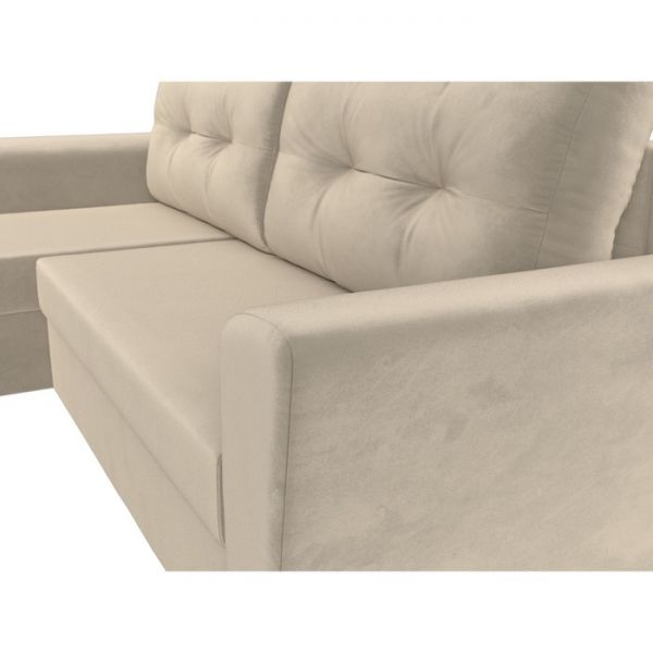 Угловой диван «Амстердам лайт», еврокнижка, правый угол, микровельвет, цвет бежевый