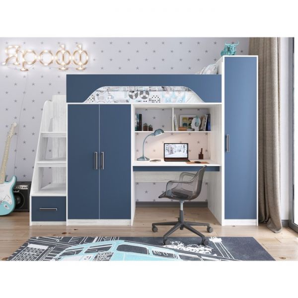 Детская кровать-чердак ТЕЯ винтерберг/лазурь