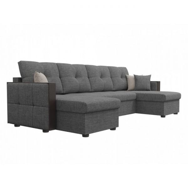 П-образный диван «Валенсия», механизм дельфин, рогожка, цвет серый