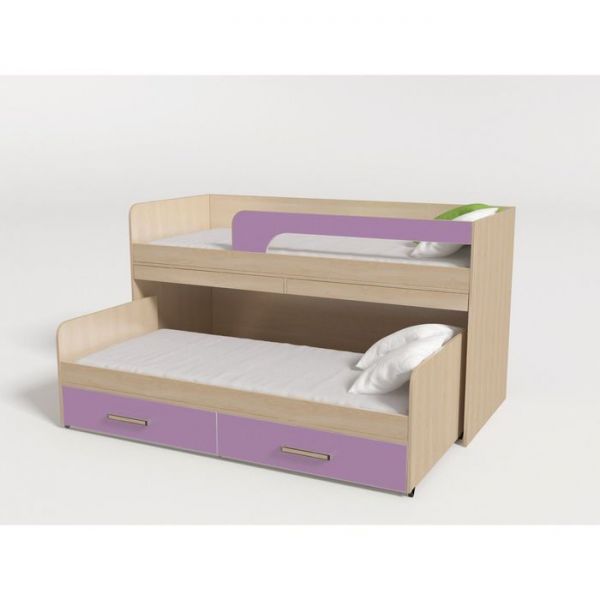 Кровать 2-х ярусная №16 1950х870х1100 дуб молочный/лиловый