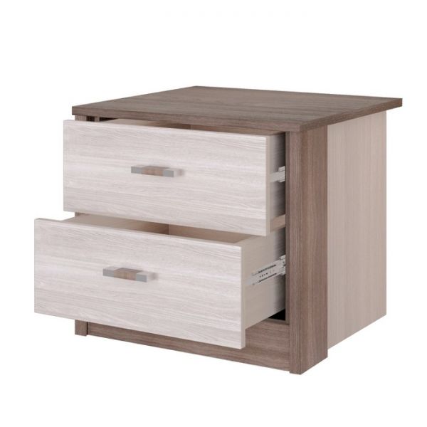 Тумба прикроватная «Николь», 466 ? 420 ? 416 мм, 2 ящика, цвет ясень шимо светлый / тёмный