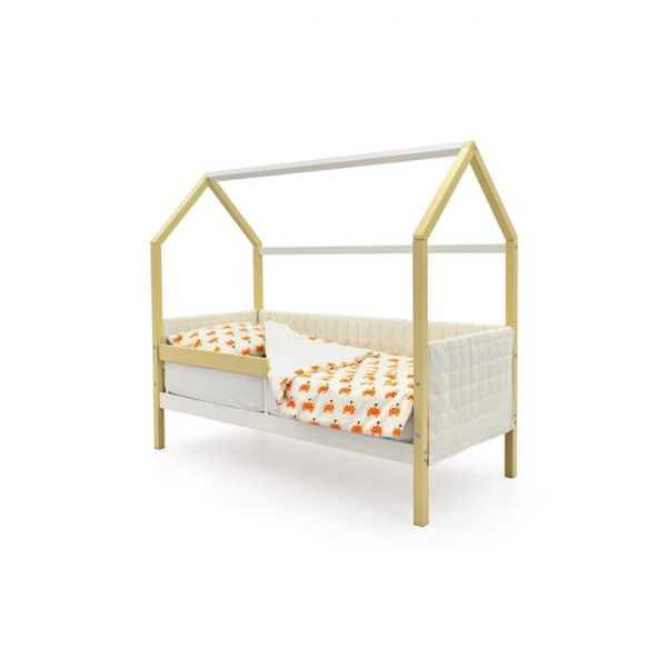 Детская кровать-домик мягкий Бельмарко  Svogen бежево-белый