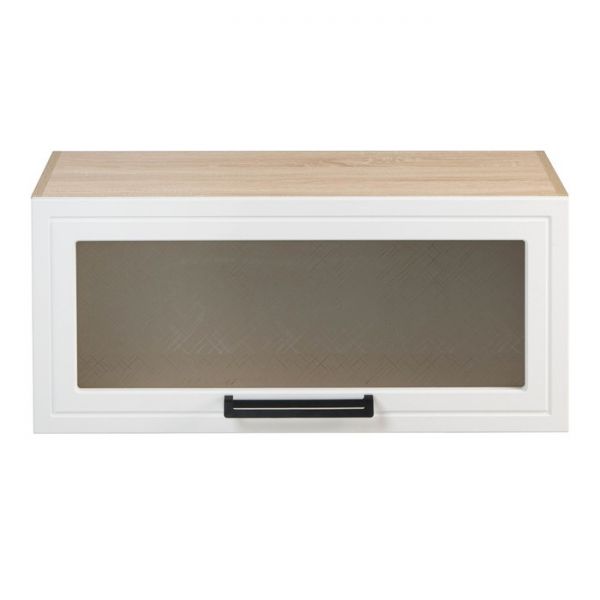 Шкаф-ветрина навесной Квадро 800х310х360 Дуб сонома/Нубук Милк