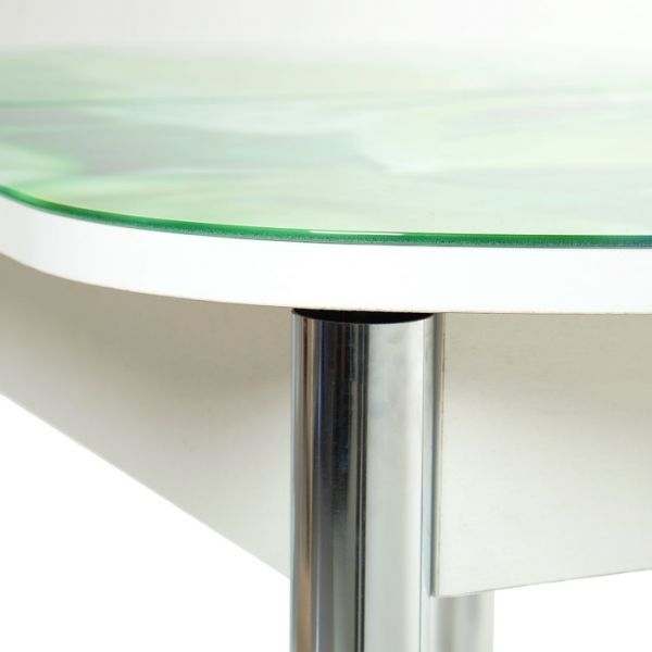 Стол раздвижной с фп Лайм 2 1100/1500х700х777 стол. Стекл./Пояс белый/прямые ноги