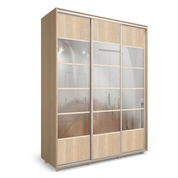 Шкаф-купе Стильный зелкало+ЛДСП Дуб сонома/Белый/Венге светлый 1800х600х2300