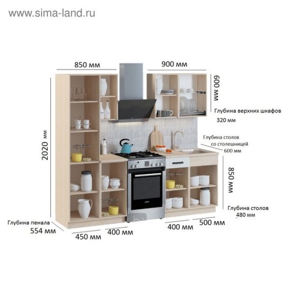 Кухонный гарнитур Алиса Loft линейный 1750 Дуб сонома/ Сосна белая Loft