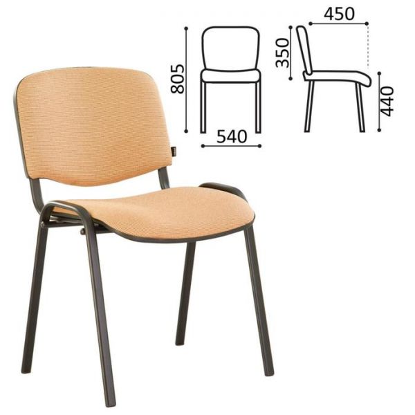Стул для посетителей BRABIX "Iso CF-005", черный каркас, ткань бежевая, 531976