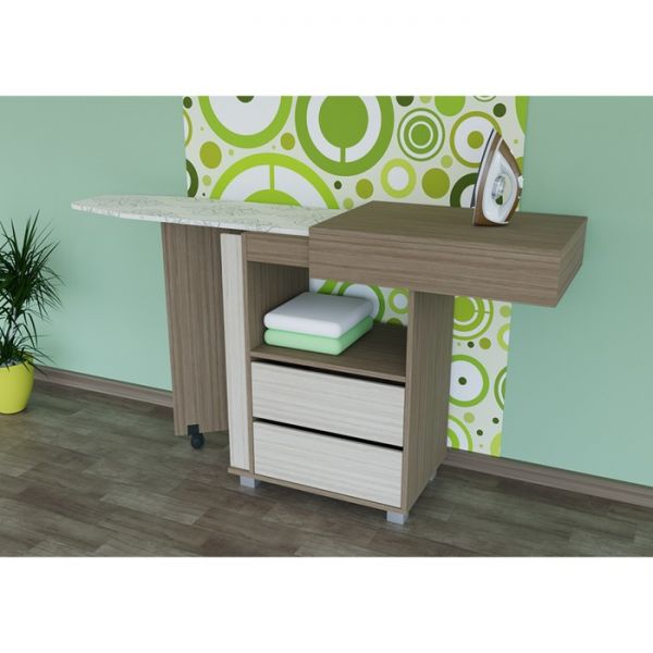 Комод с гладильной доской К2, 670х475х900, Ясень шимо темный/Ясень шимо светлый