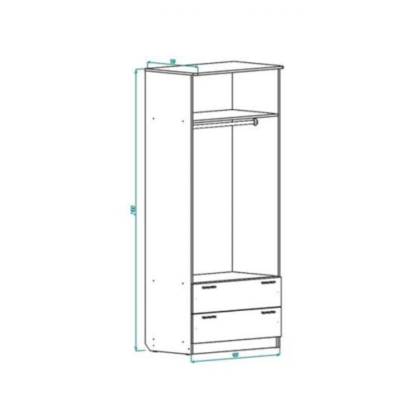 Шкаф 2-х створчатый с ящиками ШР-2 2100х900х550 Дуб выбеленный/Венге
