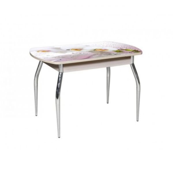 Стол "Грация" нераздвижной 1,1 м, покрытие стекло, механизм бабочка, белёный дуб