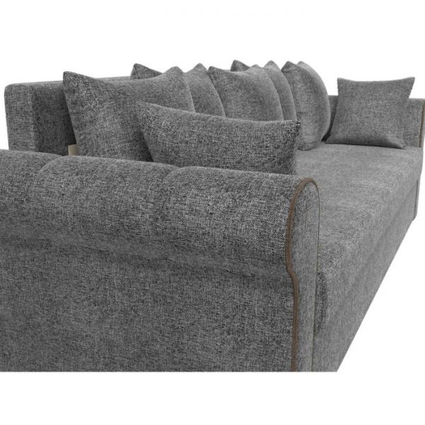 Прямой диван «Рейн», механизм еврокнижка, рогожка, цвет бежевый / кант коричневый