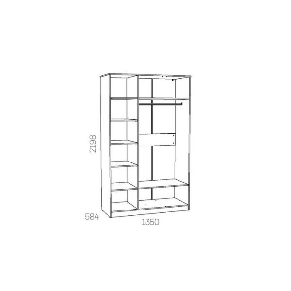 Шкаф 3х ств Оливия НМ 040.33 Х, 1350х574х2198, Белое дерево/Дуб Сонома