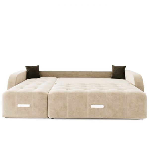 Угловой диван «Нью-Йорк», угол левый, пантограф, велюр, цвет селфи 01, подушки селфи 03